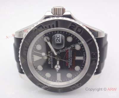 Copy Rolex Yachtmaster Watch Steel Case Oysterflex Rubber Watch 40mm Men